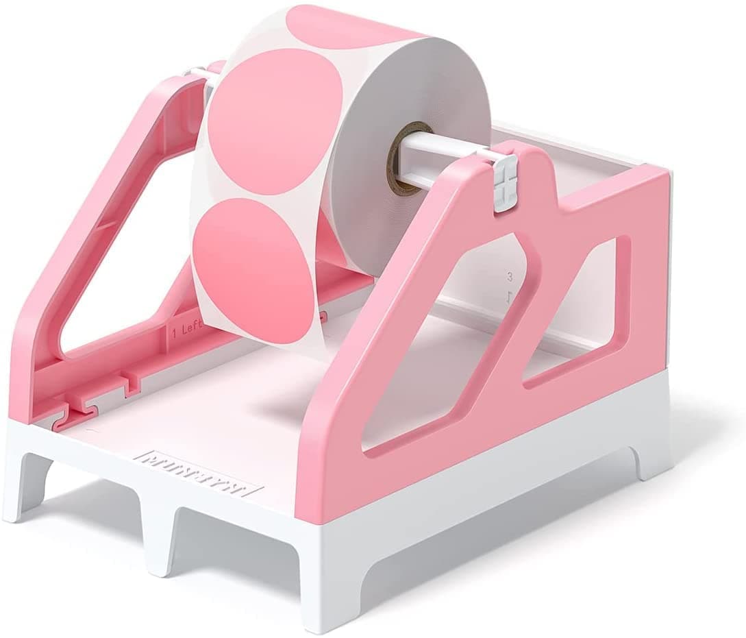 MUNBYN Label Holder for Rolls and Stack Fan-Fold Labels, ILH01, Pink