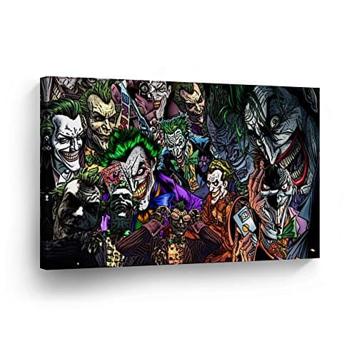 Batman The Killing Joke - Different Kind of Joker in One Comics Old School Canvas Print Wall Art Decorative Home Decor Poster Artwork Framed Stretched- Ready to Hang -%100 Handmade in The USA - 8x12
