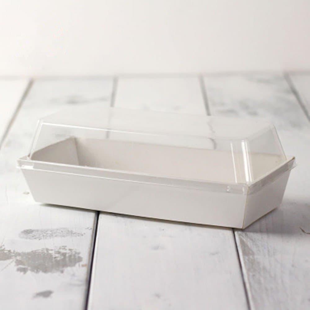 BBJ WRAPS Sandwich Kraft Paper Box with Clear Lids, Individual Charcuterie Sushi Disposable Container, Grease-Resistant and Recyclable Paper Treat Boxes for Desserts, White, 20 Sets-7.5"x3.3"x2.4"