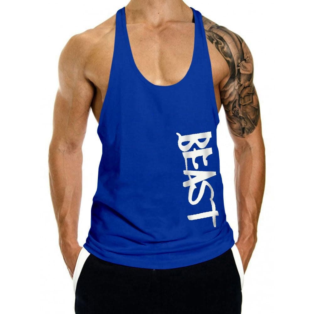 Men's Tank Tops Sleeveless Shirts Y-Back Gym Workout Stringer Tank Tops Bodybuilding Fitness T-Shirts