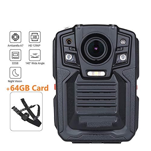 HUAXING Police Camera 1296P 140 Degree Security Guard Recorder 64GB Ambarella A7L50 Police Body Worn Camera