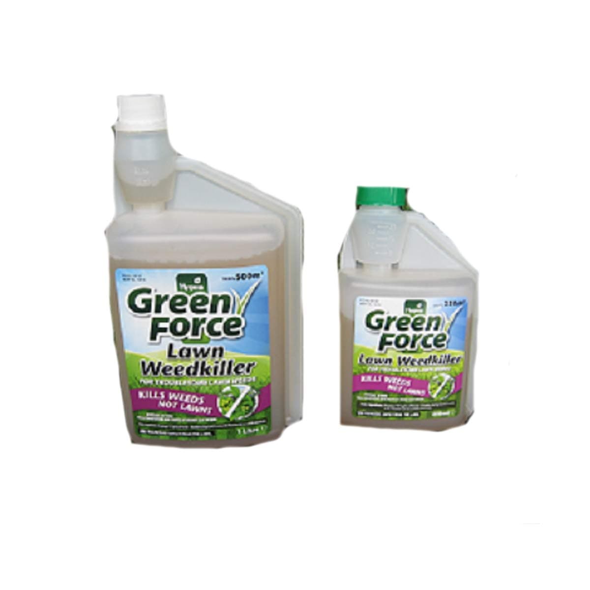 GREEN FORCE KILLS YOUR WEEDS NOT YOUR LAWN 500ML OR 1LT SELECTIVE WEEDKILLER (1LT COVERS 500M2)