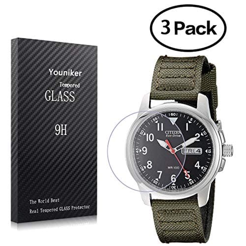 Youniker 3 Pack for Citizen BM8180-03E Screen Protectors Tempered Glass for Citizen BM8180-03E Watch Screen Protector Foils Glass 9H 0.3MM Anti-Scratch Anti-Fingerprint Bubble Free