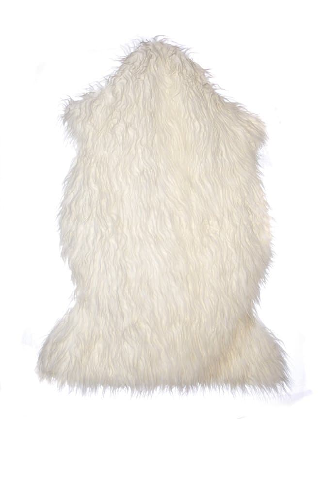 Curly llama faux fur sheepskin throw / rug in white