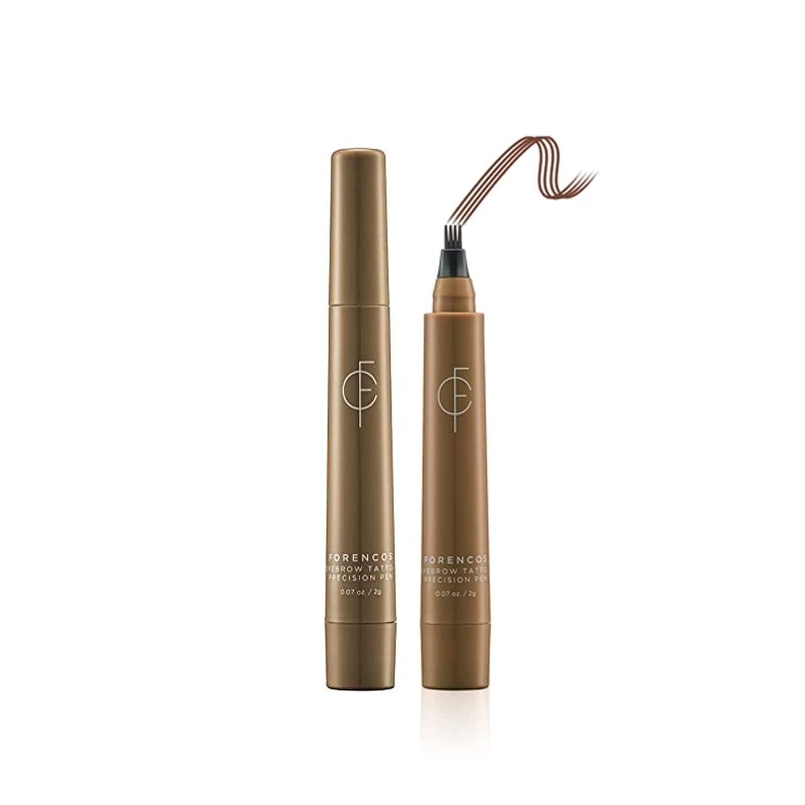 FORENCOS Eyebrow Tattoo Precision Pen | Korean Cosmetics, Natural Looking Brows, Waterproof Ink Brow Gel Tint, All Day Proof (02 Dark Brown)