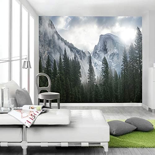 JAWO Forest Mountain Tapestries, Mysterious Nature Woolands with Mountain in Fog Bedroom Living Room Dorm Wall Hanging Tapestry Blanket for Wall Decor 3D Print Art Tapestry 71x60 inches