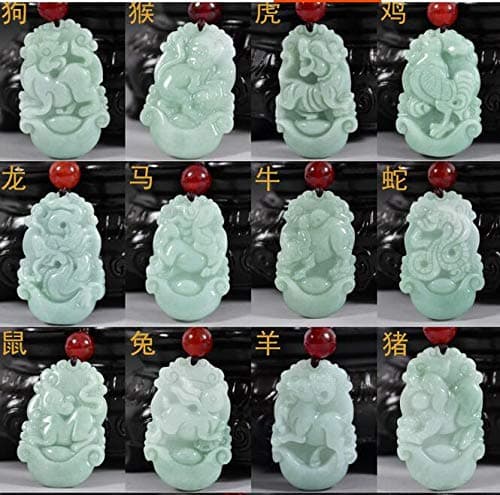 Natural Genuine Jade Twelve Rat Ox Tiger Rabbit Dragon Snake Horse Sheep Monkey Chicken Dog Pig 12 Zodiac Pendant