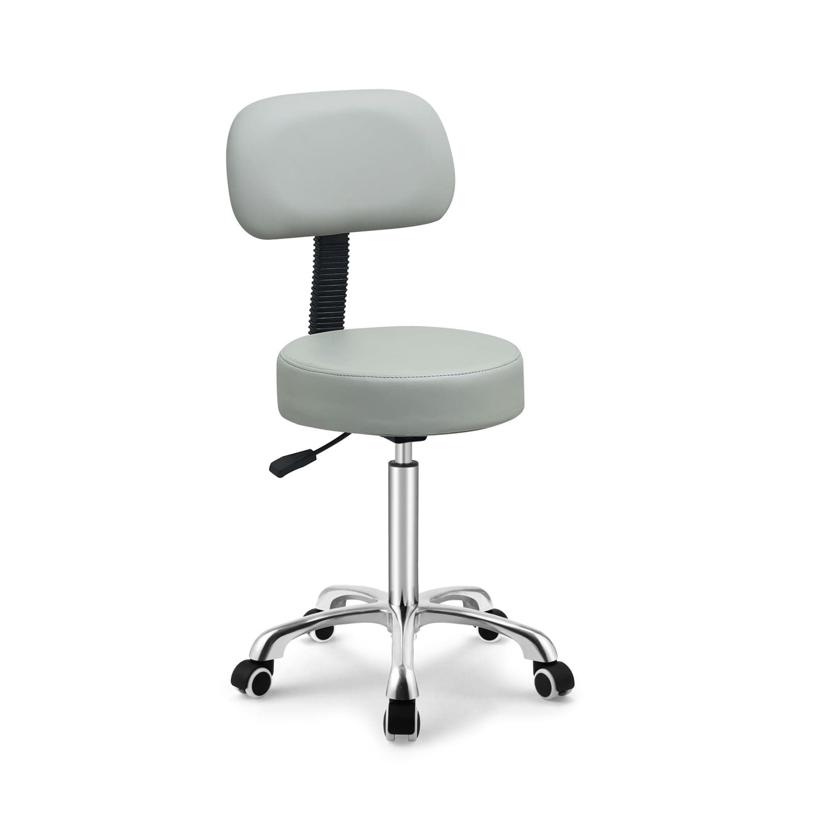 Kaleurrier Rolling Swivel Adjustable Heavy Duty Drafting Stool Chair for Salon,Medical,Office and Home uses,with Wheels and Back (Grey)