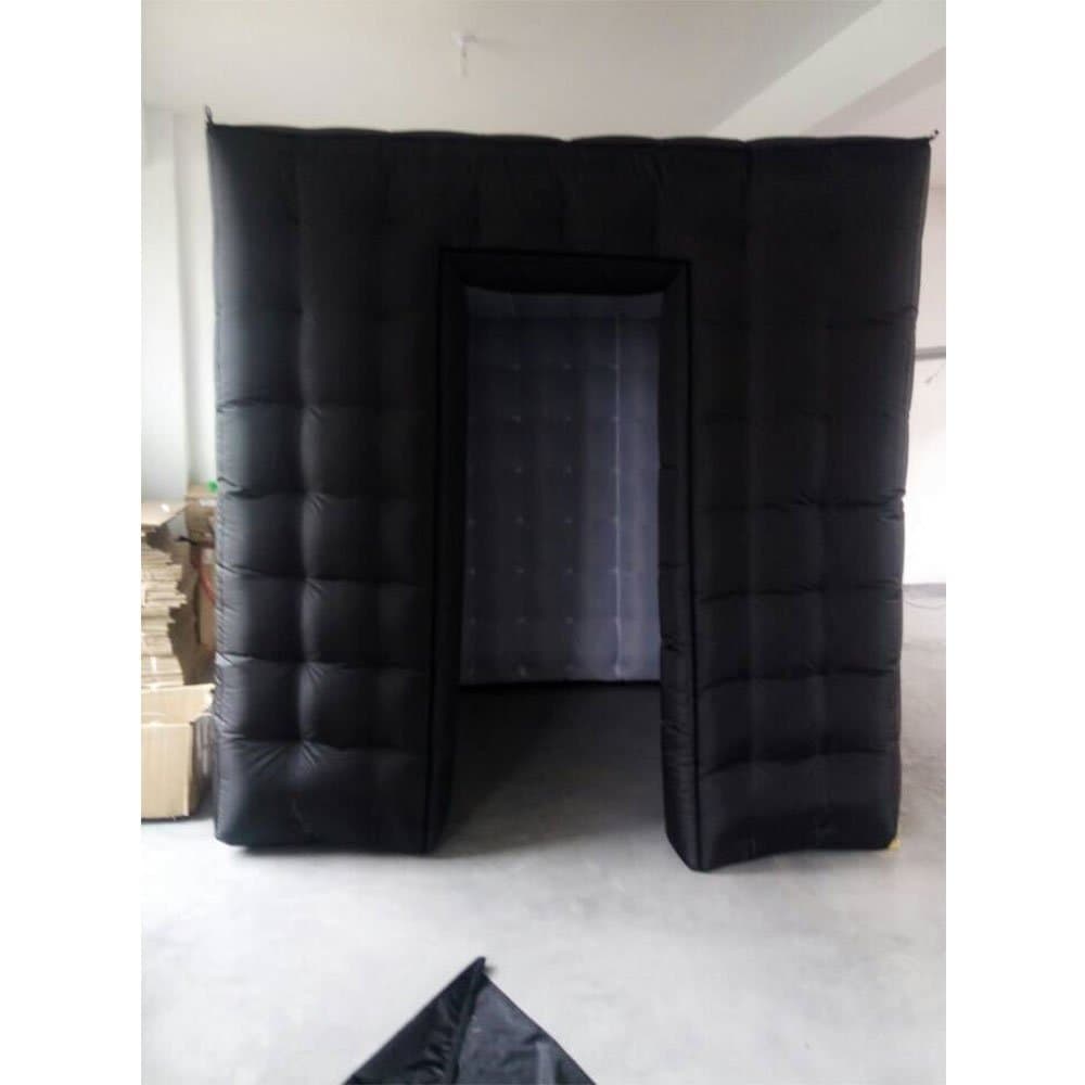 One Door Inflatable Portable Photo Booth Tent with 16 Colors LED Changing Lights for Wedding Parties Promotions Advertising Black