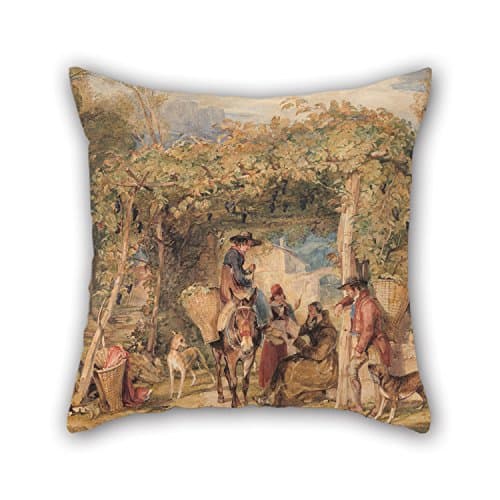 The Oil Painting John Frederick Lewis - Figures And Animals In A Vineyard Pillowcase Of 16 X 16 Inches / 40 By 40 Cm Decoration Gift For Home Office Teens Girls Chair Seat Bar Office (both Sides)