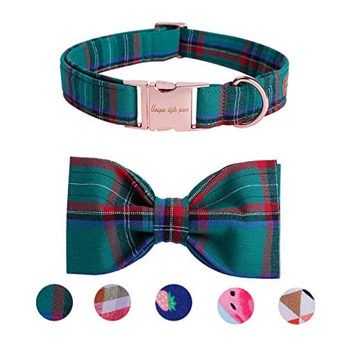 USPPet Soft&Comfy Bowtie Dog Collar and Cat Collar Pet Gift for Dogs and Cats Adjustable Pure Cotton Collars 6 Sizes and 5 Patterns