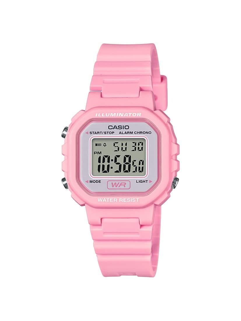 LA20WH Series | Women's Digital Watch | Water Resistant | LED Light | Auto Calendar | Date Display | 1/100 SEC Stopwatch | Regular Time Keeping (HR, Min, SEC, PM, Date, Day) | 5 Yr Batt