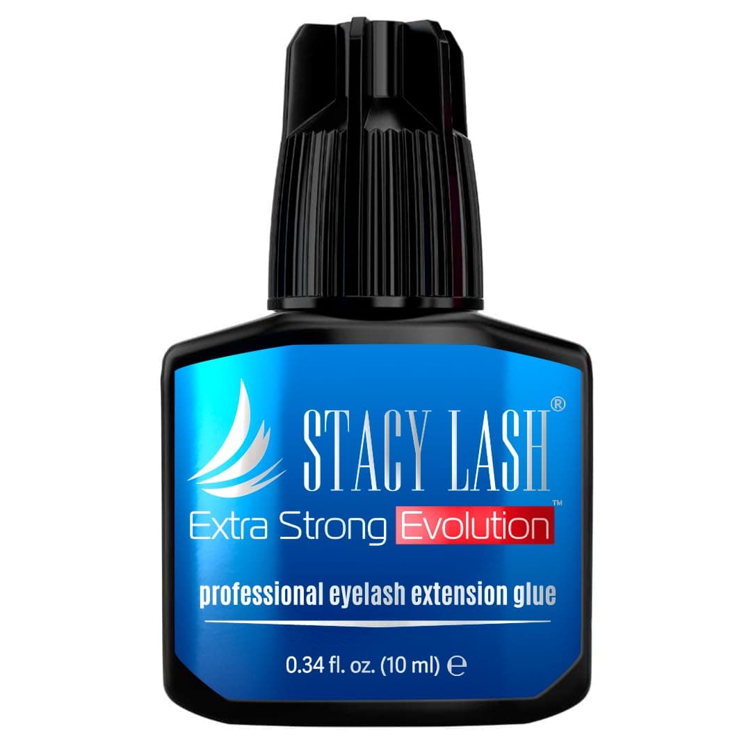 Stacy Lash Extra Strong Evolution (0.34 fl.oz / 10 ml) Eyelash Extension Glue / 1-2 Sec Drying time/Retention – 8 Weeks/Maximum Bonding/Professional Use Only Black Adhesive/Semi-Permanent Extensions