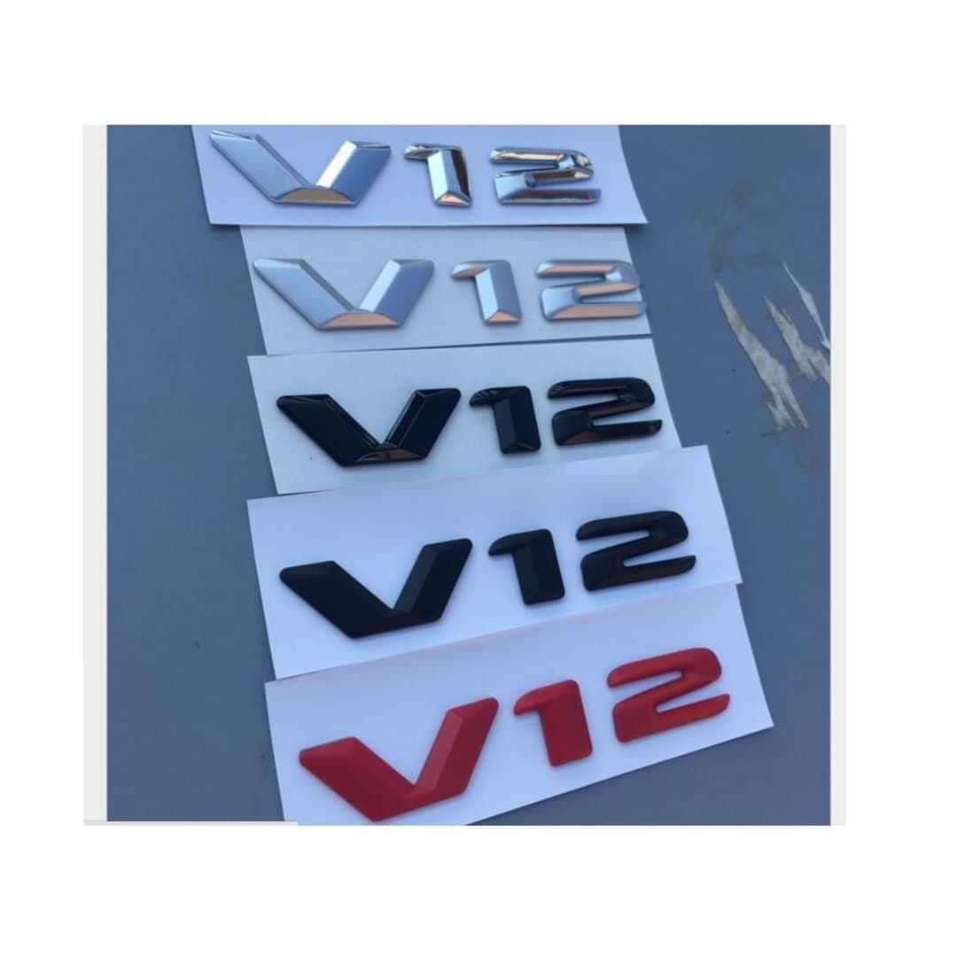 Chrome Matt Gloss Black V12 V 12 Letters Fender Badges Emblems for Mercedes Benz MAYBACH S500L S600L S560 S63 AMG (1pair V12,Matte Black)