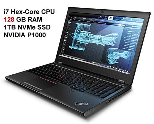 LA Lenovo ThinkPad P52 Laptop Computer 15.6 Inch FHD IPS Display 1920x1080, Intel HexaCore (6 cores) i7-8750H, 128GB RAM, 1TB NVMe SSD, NVIDIA P1000, W10P, Backlit Keyboard, Fingerprint Reader