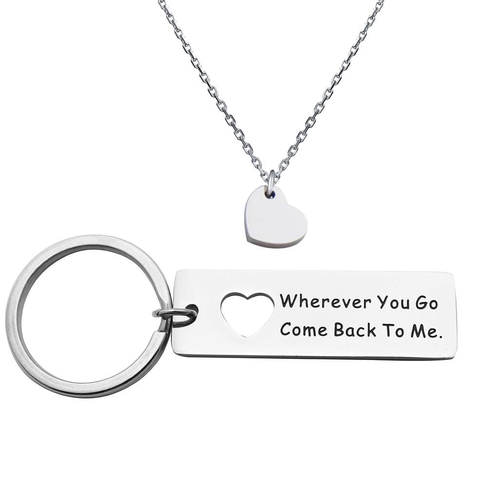 Boyfriend Gift Wherever You Go Come Back to Me Keychain Moving Away Gift Friend Gifts
