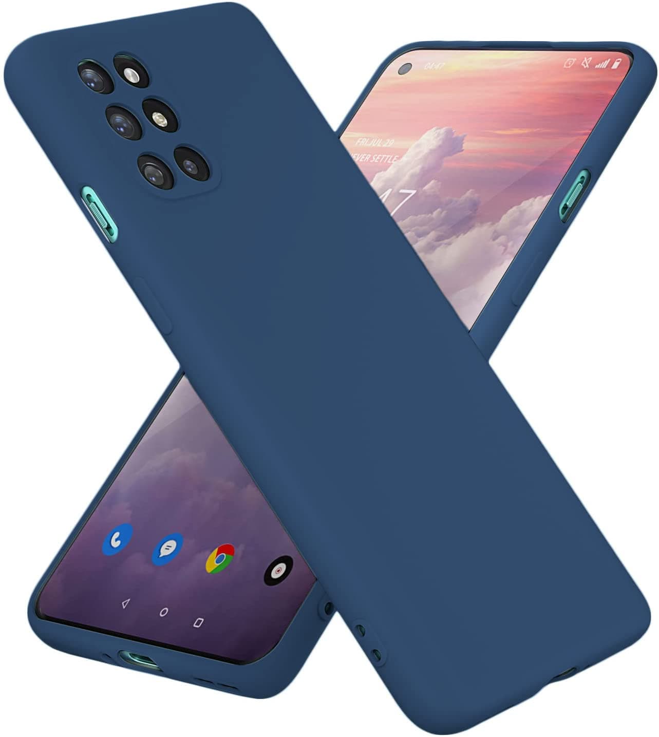 LOXXO® Compatible with OnePlus 8T / 1+8T Slim Fit Liquid Silicone Gel Rubber Cover with Full Protection (Blue)