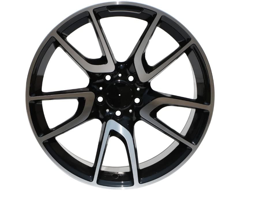 New 19 Inch x 8.5 Wheels Rims V Spoke Style 5 lug Black Machined Face Compatible With Mercedes Benz Set Of 4