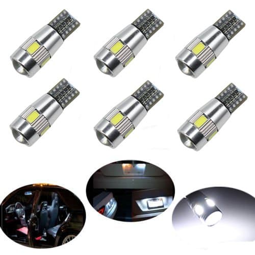 Ralbay T10 5630 6-SMD White LED Car Side Wedge Light Automotive Light Bulbs Replacement Parts (6pcs 6-SMD White)