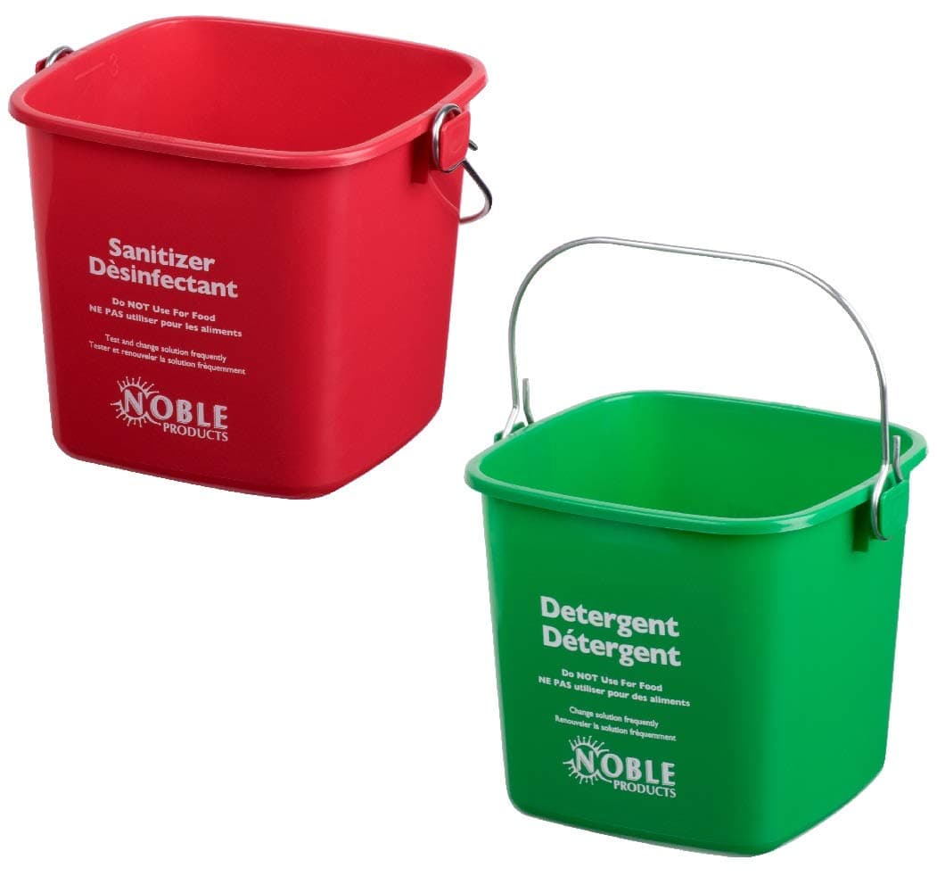KP97RDNBL/KP97GNNBL Square Pail for Cleaning, Detergent and Sanitizing, 3quart, Small, Red and Green, Set of 2