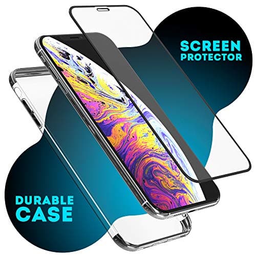 Pneubonic Set Case for iPhone Xs Max - Clear Stylish Flexible Case with Bonus 10D Screen Protector and Ring Stand Holder for Apple iPhone Xs Max Case 6.5 inch - Clear iPhone Xs Max Case with Silver