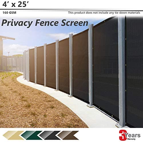 BOUYA Beige Privacy Fence Screen 4' x 25' Heavy Duty for Chain-Link Fence Privacy Screen Commercial Outdoor Shade Windscreen Mesh Fabric with Brass Gromment 160 GSM 88% Blockage UV -3 Years Warranty