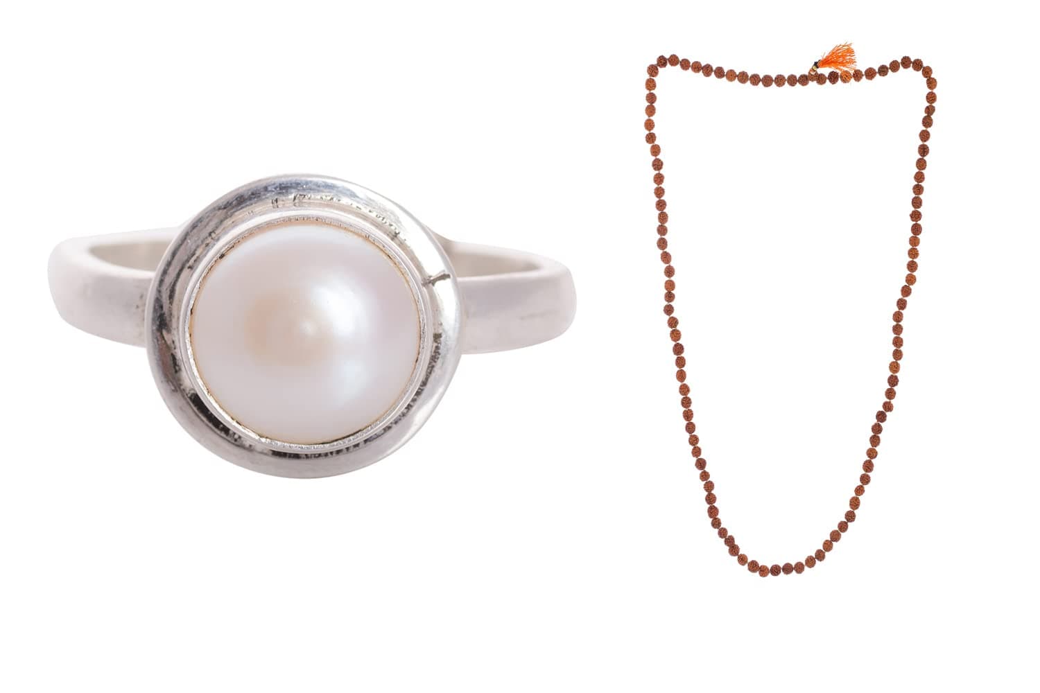 Shiv Ram Jyotish KendraPearl Sterling Silver Adjustable Ring Certified Energied Natural Pure Original Mooti 7.25 Rati For Men And Women