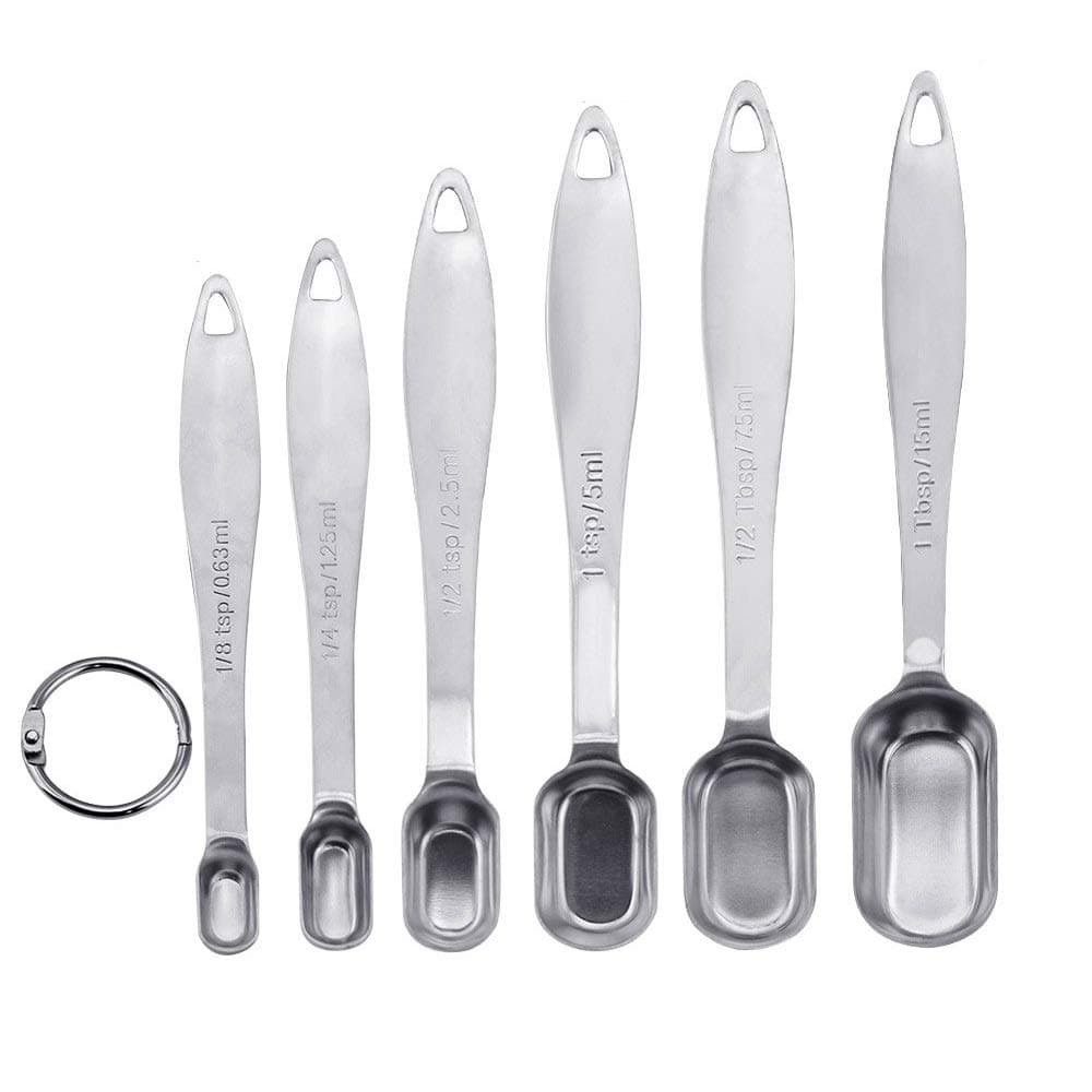 Measuring Spoons Rectangle Stainless Steel Measure Spoon for Dry and Liquid Ingredients Fit in Spice Jars Herb Bottle(Set of 6)