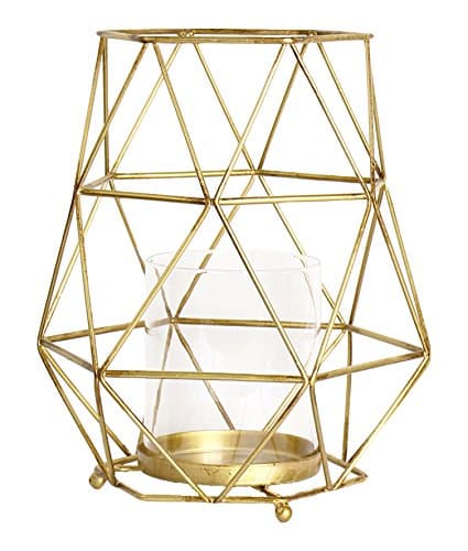 Magari Furniture Geometric Candleholder, Large, Rustic Gold