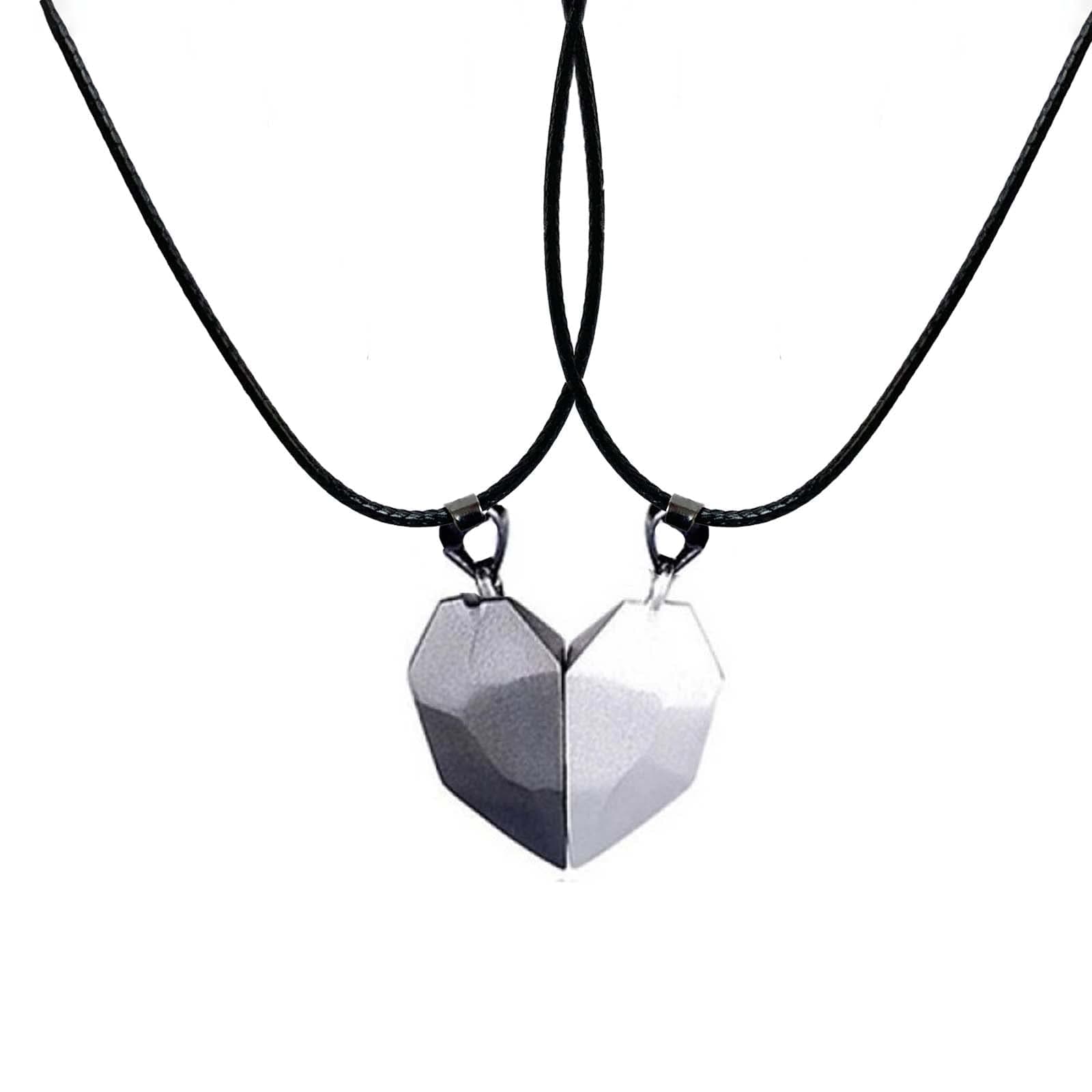 HonaerMagnetic Necklaces Magnet Heart Pendant Couple Necklace Matching Relationship Mutual Attraction Jewelry for Women Men