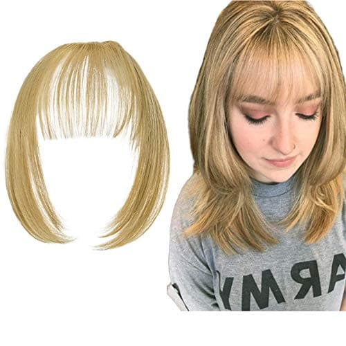 Qunlinta Clip in Bangs Hair Extensions One Piece in Fringe Bangs Hairpiece Synthetic Hair Accessories For Women Ash Blonde