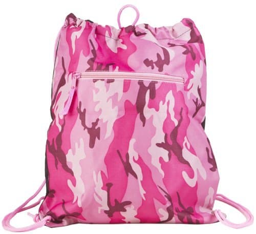 Pink Camouflage Drawstring Backpack