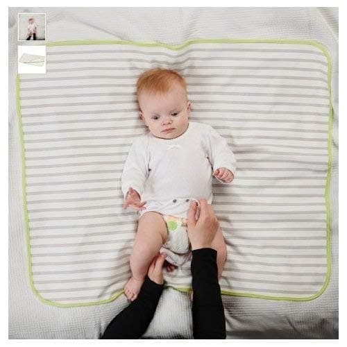 Ikea Tutig Changing Table Blanket Green Gray Stripes on White