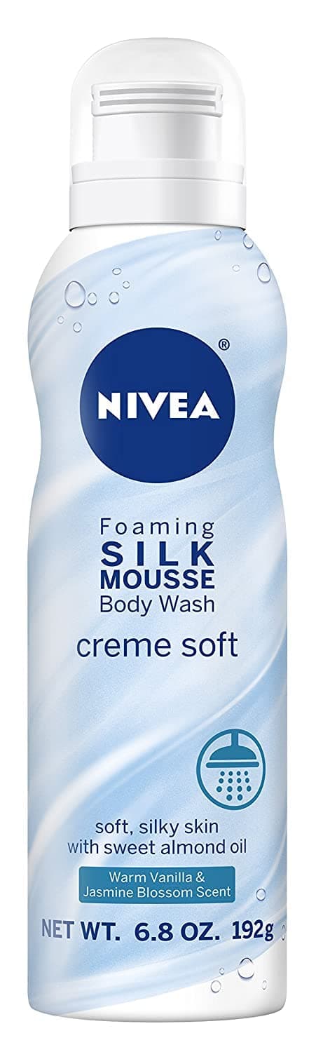 Nivea Creme Soft Foaming Silk Mousse Body Wash, Vanilla and Jasmine Blossom, 6.8 Ounce