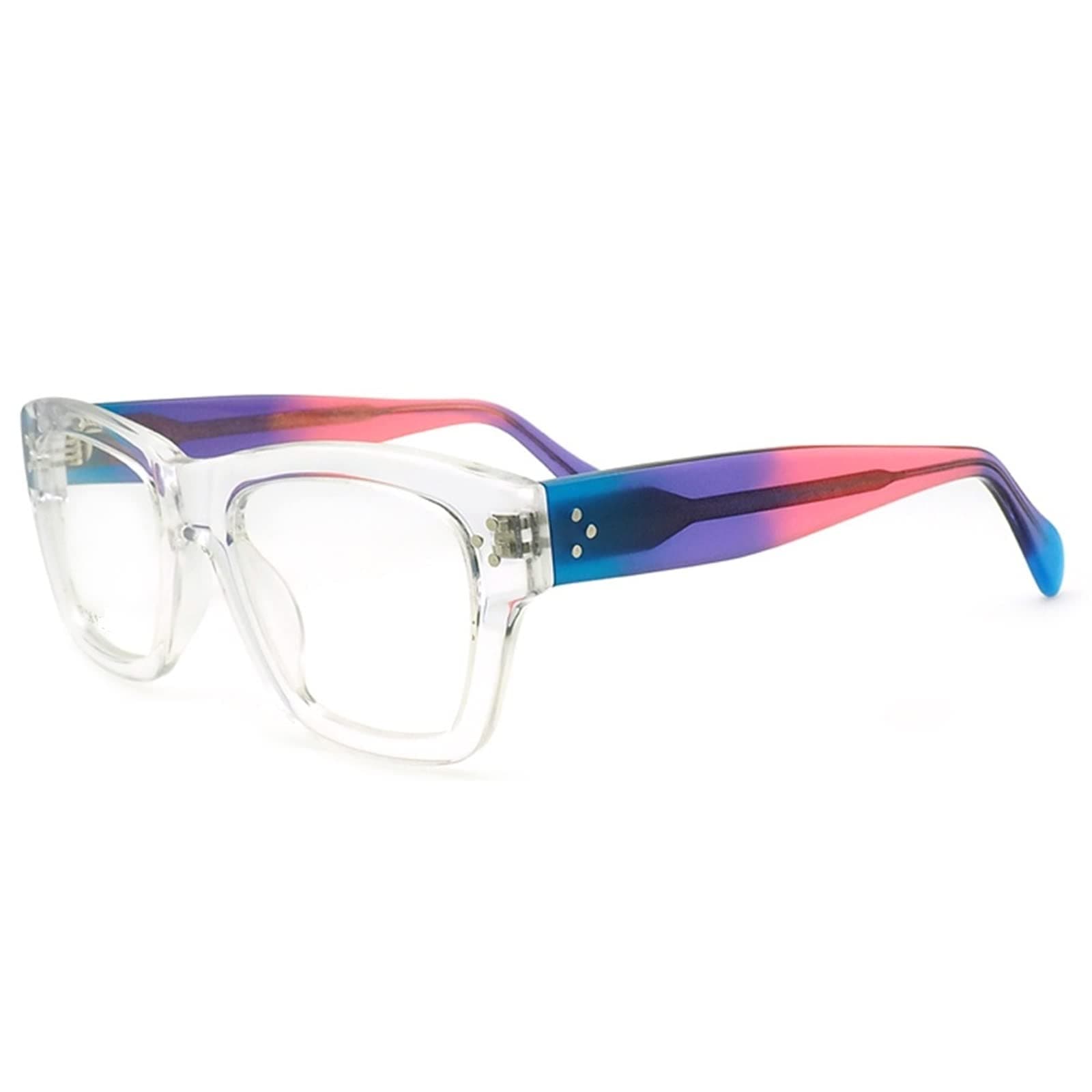 USCAAUSCAA Eyeglass Frames Women Vierkante Brillen Frames Vrouwen Oversize Bril Frames Rainbow Blue Brillen Transparante