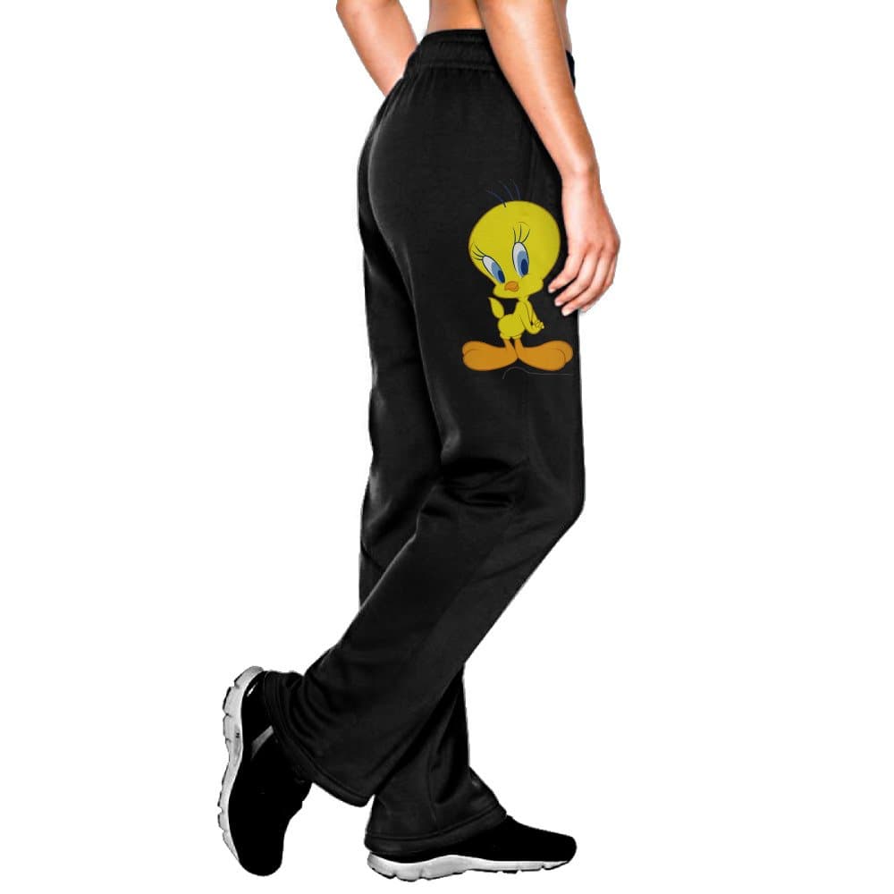 Megge Women's Tweety Bird Drawstring Athletic Lounge Sweatpants Black L Apparel