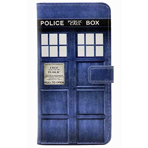 YHB iPhone XR Case, Doctor Who Tardis Pattern Leather Wallet Credit Card Holder Flip Stand Cover for Apple iPhone XR 6.1 Inch (2018 Release)
