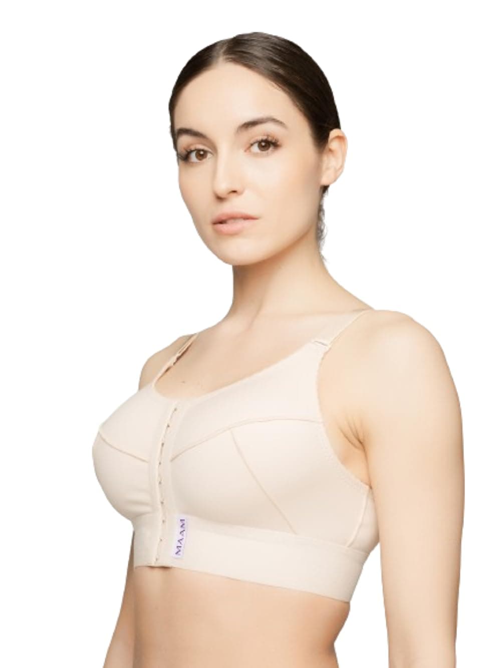 Maam, Magnetique Post Op Compression Bra Front Close and 2" Elastic Band, BCP 120 Beige (Small)