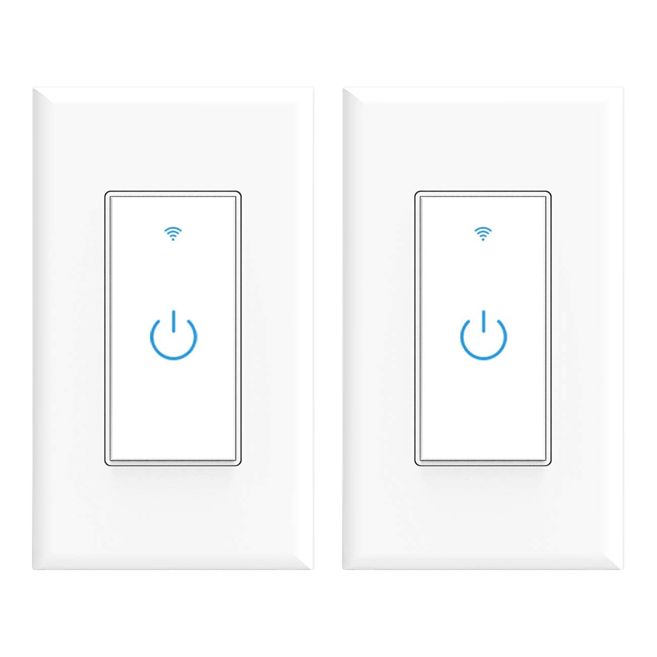 Wifi Smart Switch, Wifi Light Switch 2 Packs, Compatible with Alexa and Google Home, App Remote Control with Timing Funtion, No Hub Required (Neutral Wire Required)