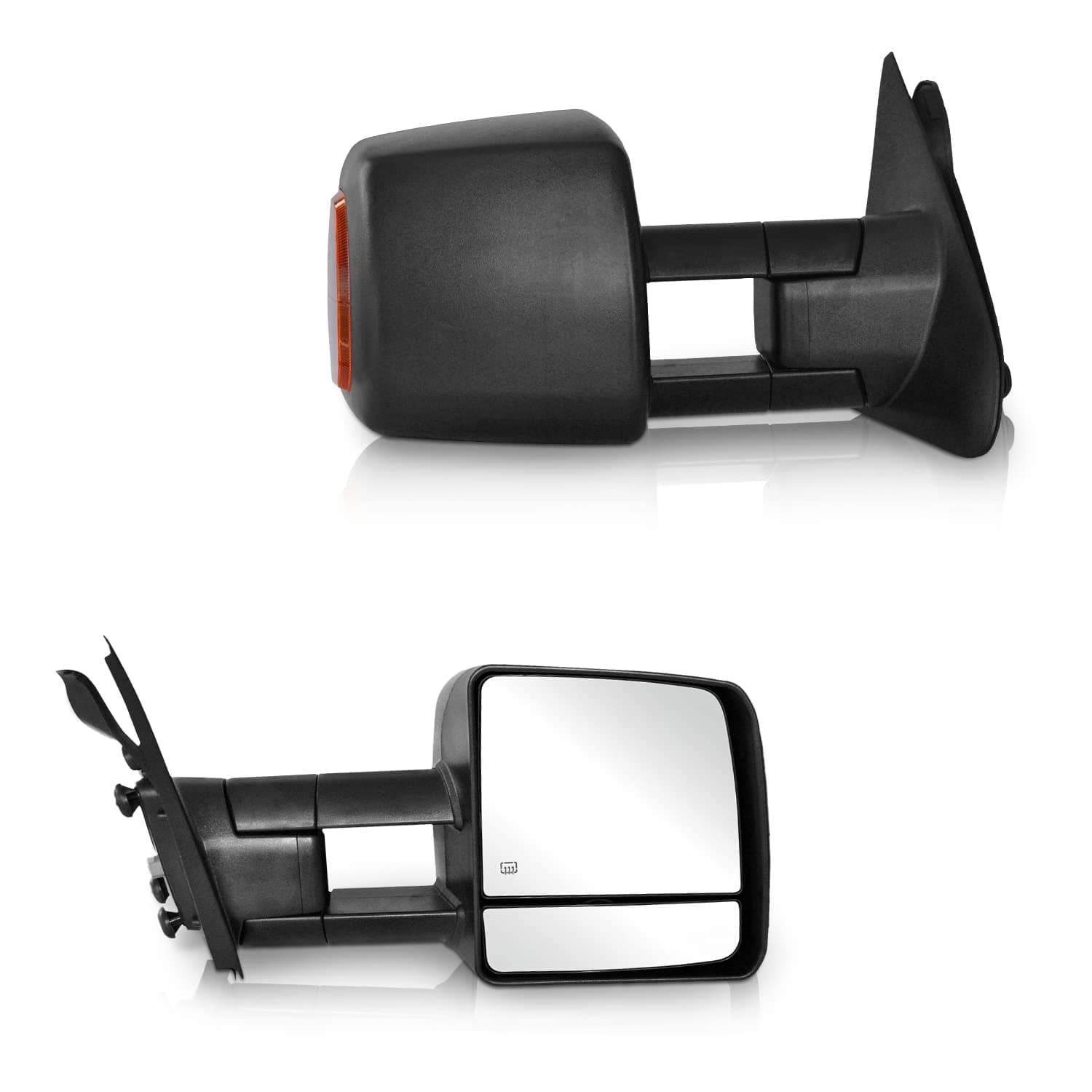 Towing Mirrors Replacement Fit for 2007-2017 TUNDRA, SEQUOIA, POWER HEATED,W/AMBER SIGNAL,BLACK (PAIR SET)