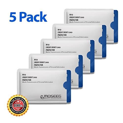 RFID Sleeves for Credit Cards, Pack of 5 (RF5)