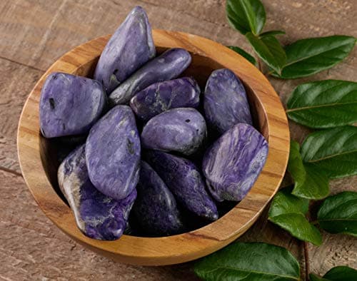 ThrowinStones CHAROITE Tumbled Stones - One Genuine Natural Medium Charoite Polished Stones, Reiki Crystals and Healing Stones E0024 (Medium)