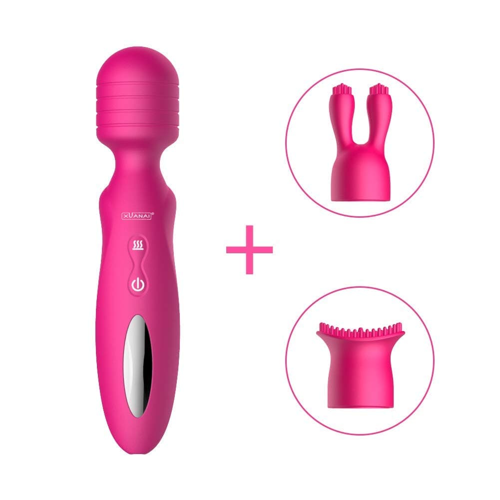 Automatic Heating Wand Massager with 12 Powerful Speeds & Astonishing Vibration Modes, Rechargeable Handheld Body Massager for External Elvet-Smooth Sensation 100% Waterproof (Purple) (Pink)