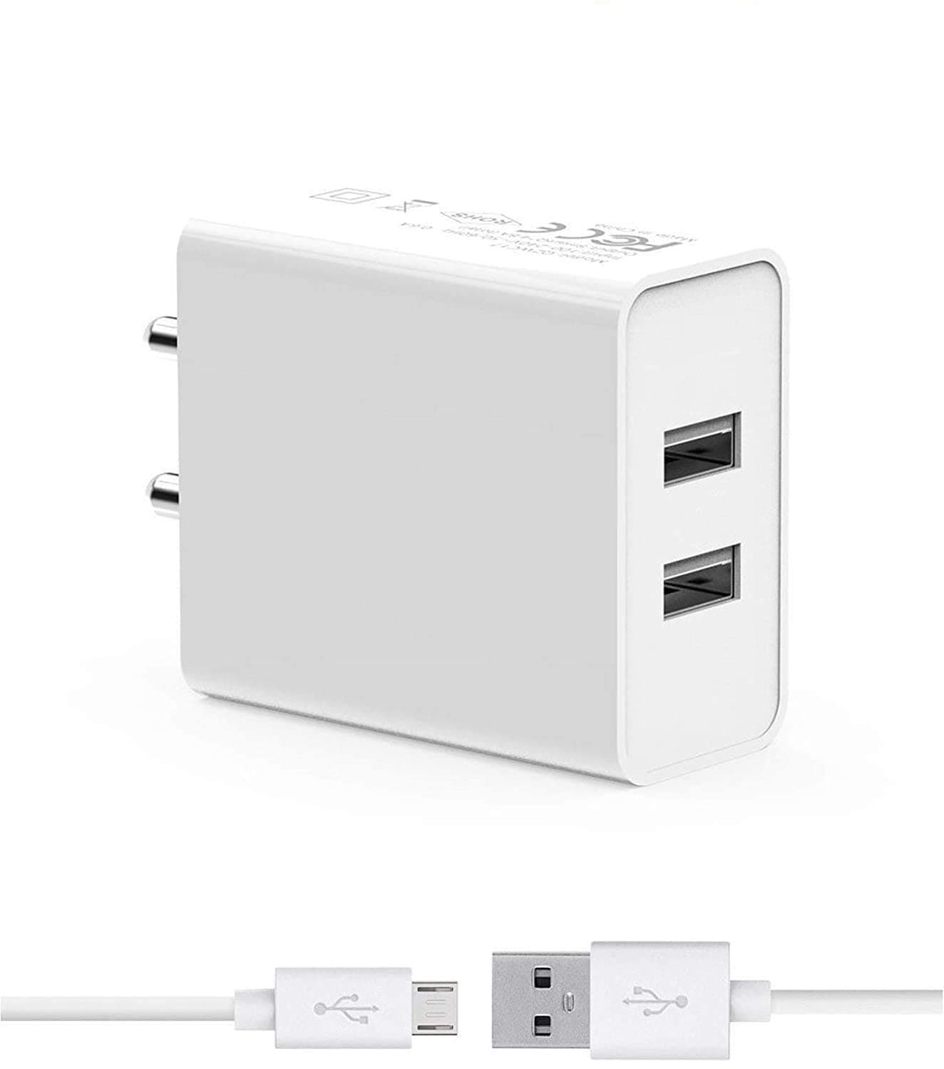 A2Z Shop Charger for Xiaomi Mi A2 Lite (Redmi 6 Pro) Dual Port Fast Mobile Charger, Power Wall Charger,Hi Speed Travel Charger with 1m Micro USB Charging Data Cable (3.4 Ampere, B2,White)