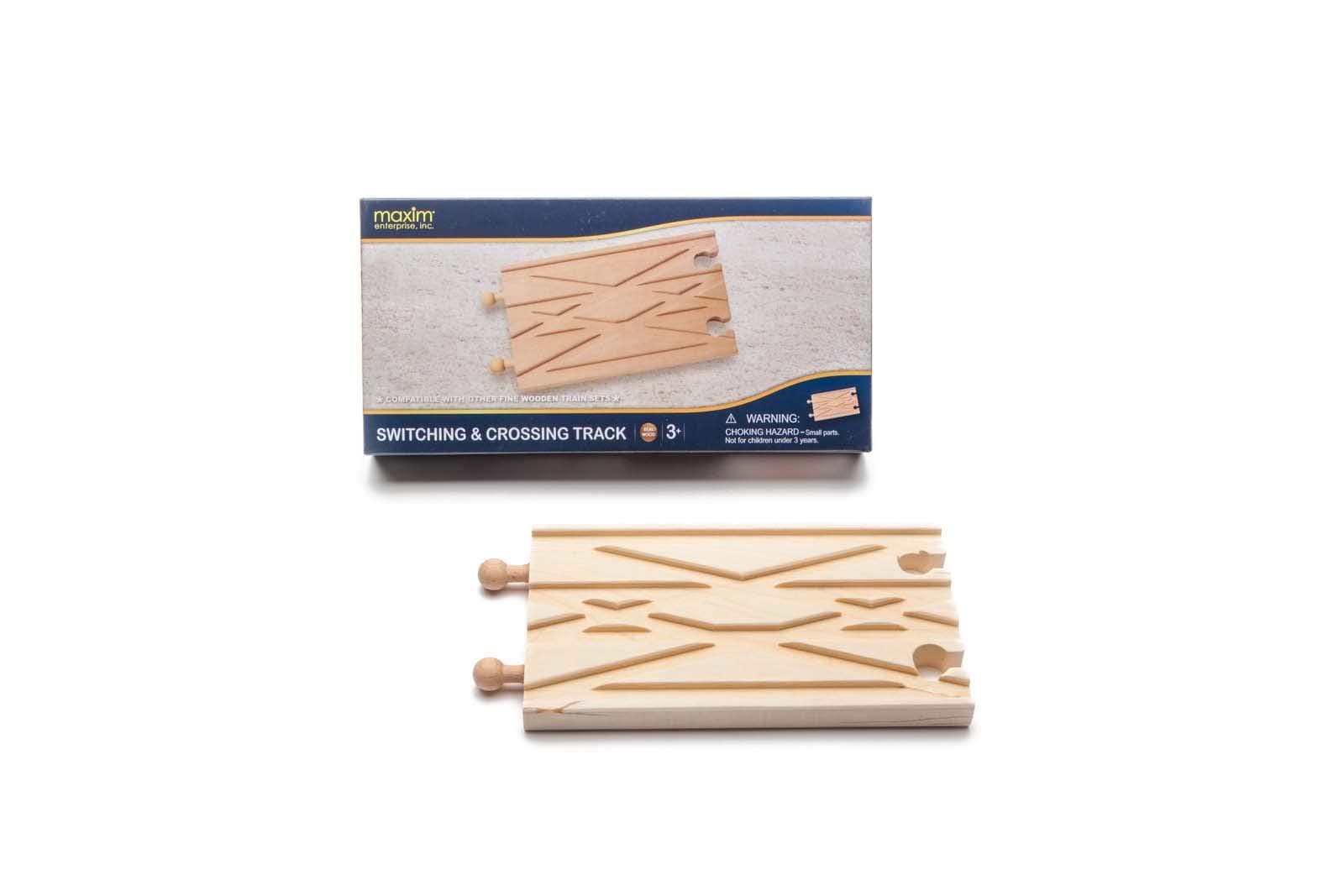 Maxim Enterprise, inc. Switching and Crossing Wooden Train Track, Advanced Expansion Track Compatible with Thomas & Friends, Brio, and All Major Brand Fine Wooden Train Sets and Railway Accessories