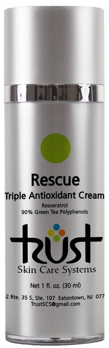 Rescue Triple Antioxidant Cream, 1 oz. (contains Green Tea Polyphenols, Resveratrol, Caffeine) Light Weight Hydrating Moisturizer