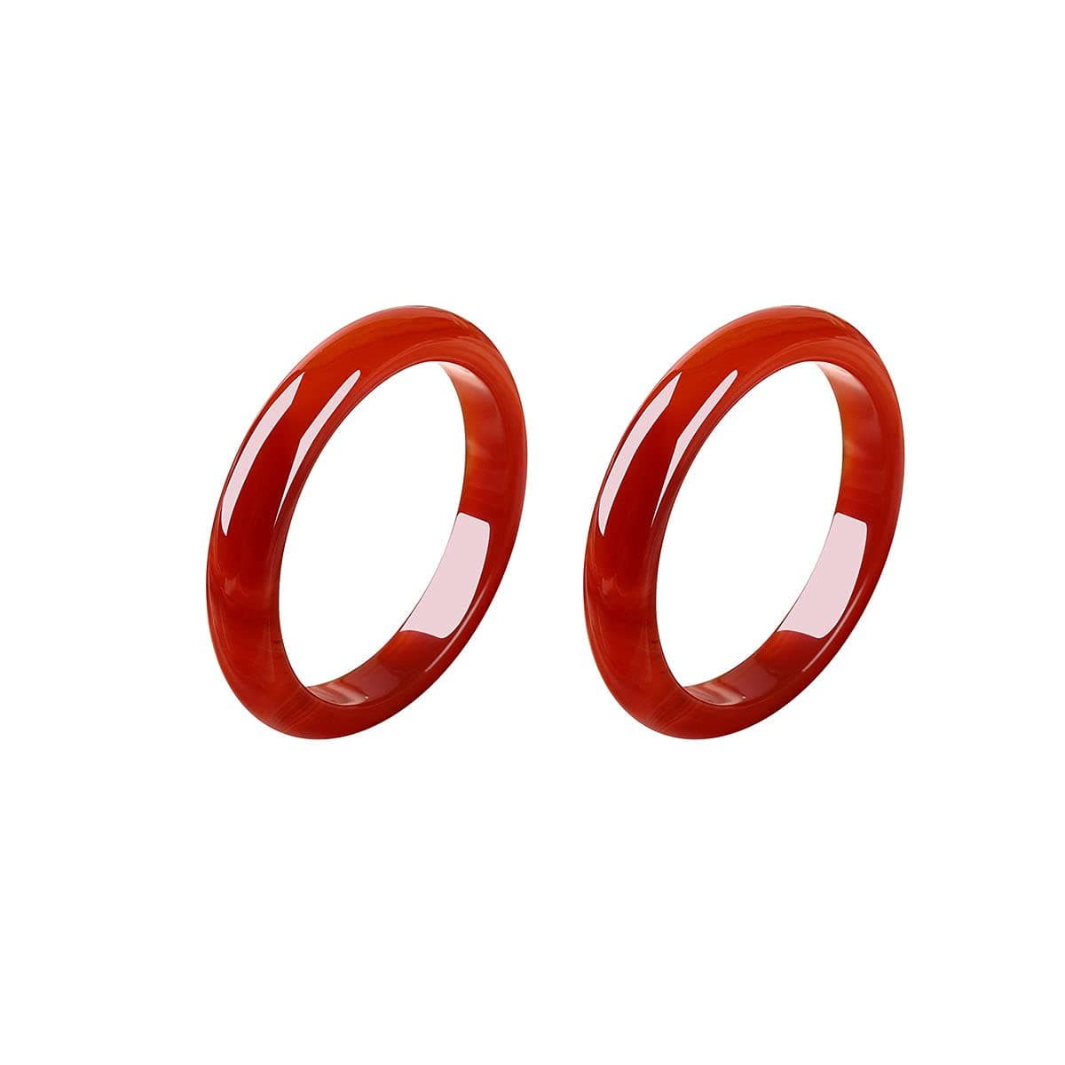 My Own Tong 2 Pcs Red Carnelian Crystal Rings,Smooth Natural Gemstone Band Ring for Women,Round Donut Stackable Agate Stone Thumb Jewelry Gift for Woman
