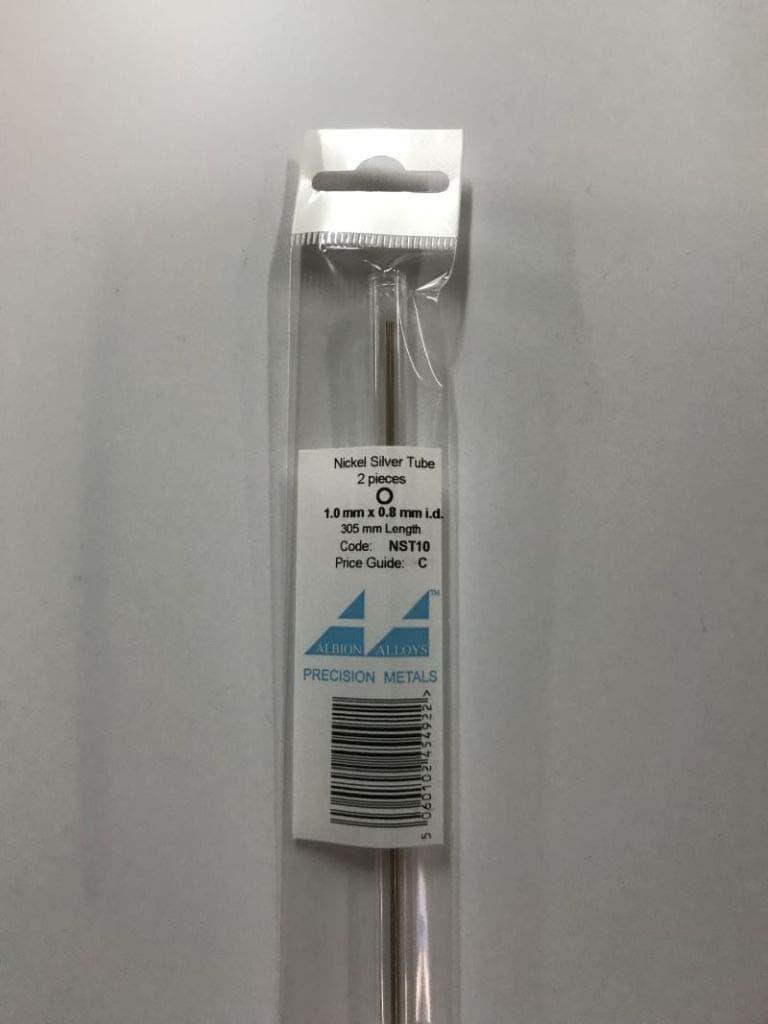 Albion Alloys Nickel Silver Tube 1.0mmx0.8mm 305mm Lenght 2 Pcs Material #NST10