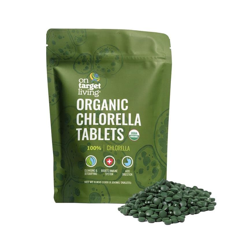 On Target LivingOrganic Chlorella Tablets | USDA Organic | 1000 Tablets | Immune System Boosting | Chlorophyll | Recovery |