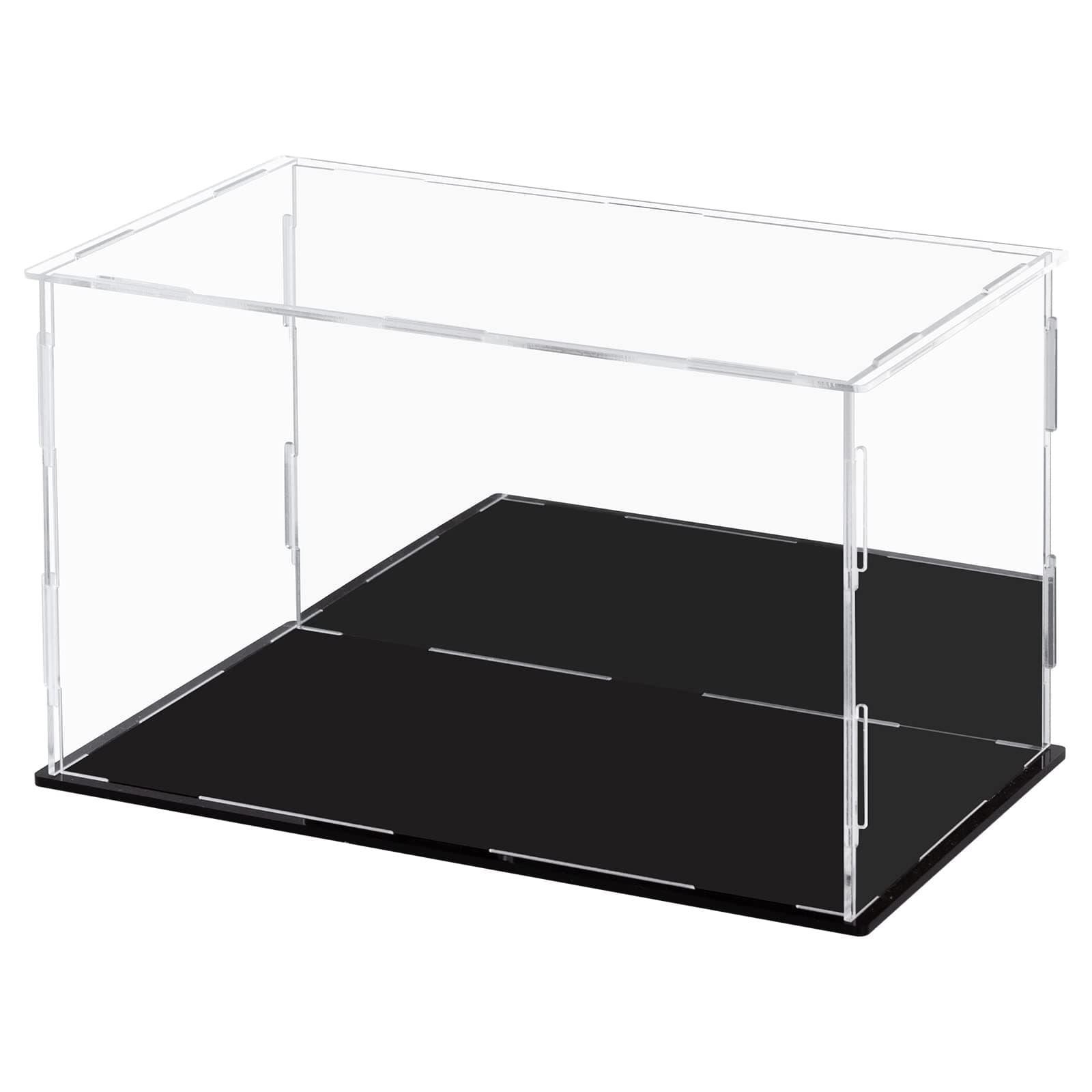 Ecoseao Acrylic Display Case with Mirror, Clear Acrylic Organizer Box Assemble Countertop Dustproof Protection Showcase for Action Figures, Collectibles, Home Storage (25cmx15cmx15cm)